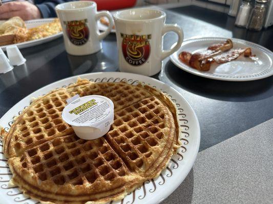 Senior Breakfast  One Waffle with 2 Strips of Bacon