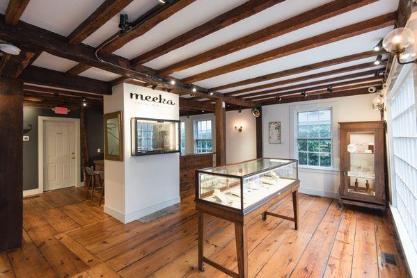 With original wood floors and beams, the Meeka building serves as the perfect home for its equally stunning fine jewelry selection.