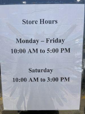 Store hours as of 6/06/24