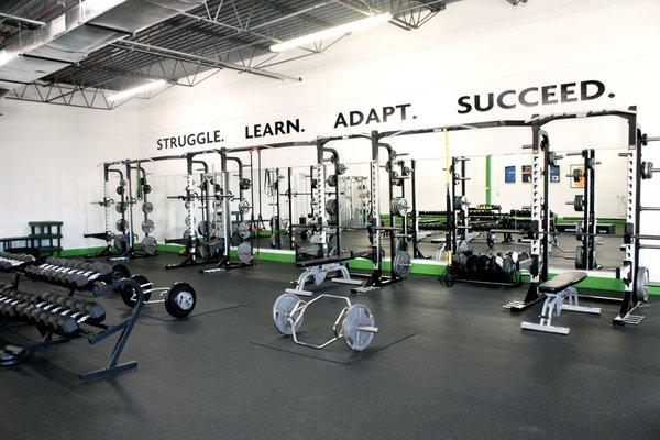 Main training floor racks