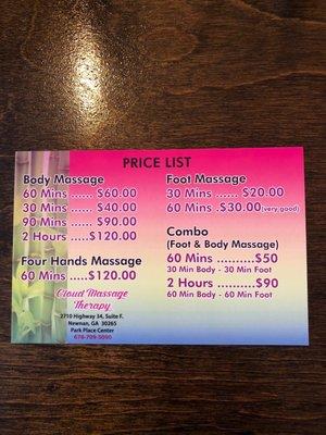 Price list