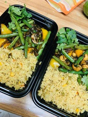 Kung pao green beans and veggie rice