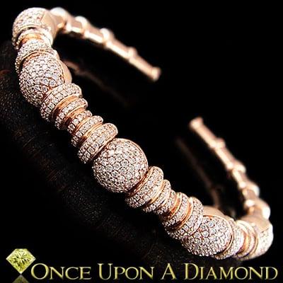 Stock #: SJB1717 (2.00ctw Pave Diamond Bangle Bracelet 14K Rose Gold Multi-Ball Style)