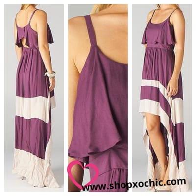 Royal Purple High-Low Summer Dress with Key-hole back. Available in S-M-L