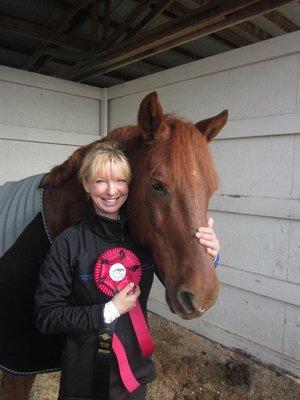 Dr Sparks with her baby, Mead's Traveler after an event at Twin Rivers in California.