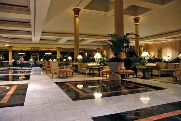 A beautiful marble floor in a lobby.