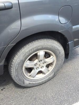 This's the tire after the car wash .. What a joke