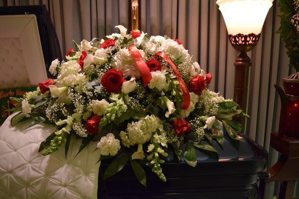 Casket flowers absolutely beautiful!