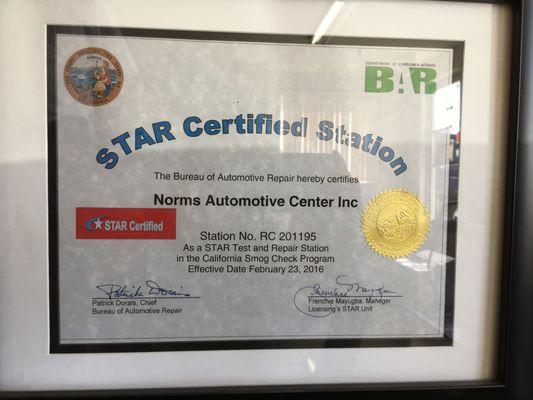 Smog - Star Certified Station but we do all smogs and are also a smog test and repair facility as well. So, bring'em all in! :-)