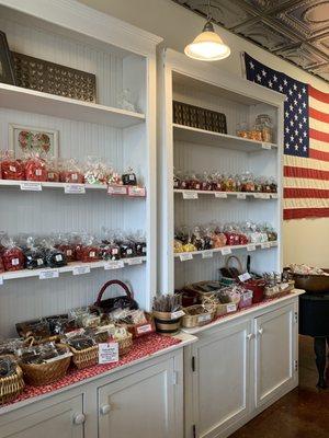 Cabinets of candy and chocolate