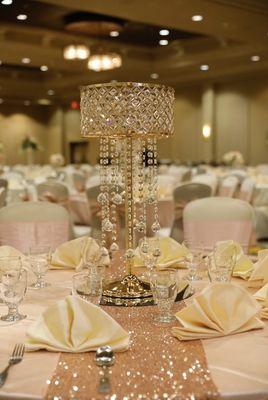 Golden centerpiece with crystals