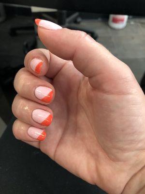 Orange swipe gel mani