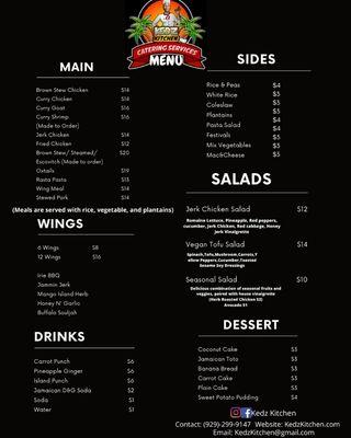 Kedz Kitchen Daily Menu