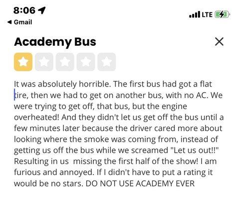 Another review from my aunt who was on the same bus with me