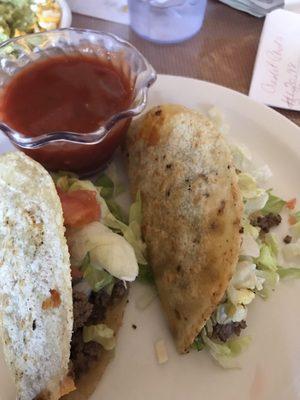 Delicious Tacos with the signature red chili salsa.