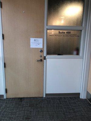 PT is in suite #400 & the regular office is suite #405