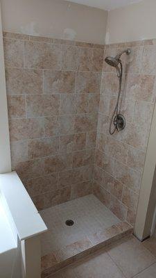 Small bathroom tile remodel, after picture.