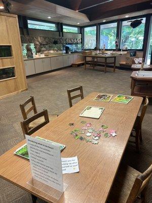 Inside kids education area at Lowry Nature Center