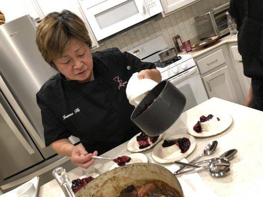 Chef Joann's delicious panna cotta with fruit.