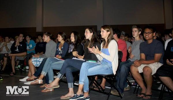 Students at Loyola Marymount University enjoying the Saint Twins amazing performance.