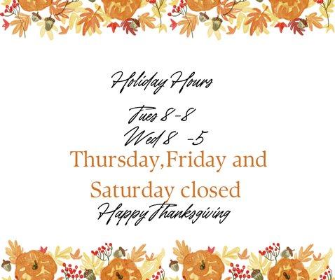 Holiday hours