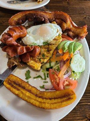 Bandeja paisa - comes with rice and beans