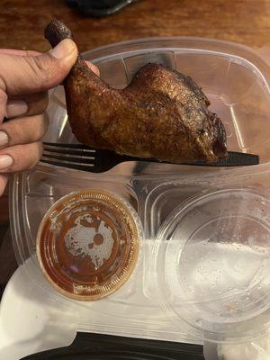 The fork is bigger than the chicken here. SMH