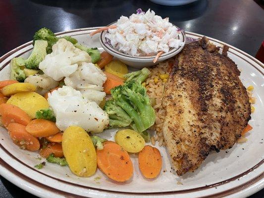 Blackened Catfish w 2 Sides.