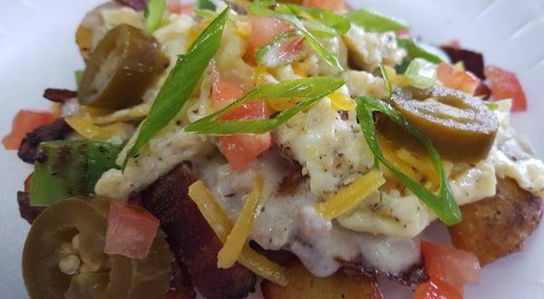 Breakfast is served All Day! Come try our Breakfast Nachos today