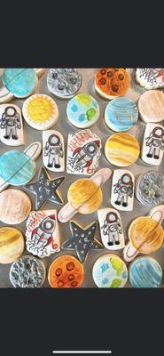 Custom space themed cookies