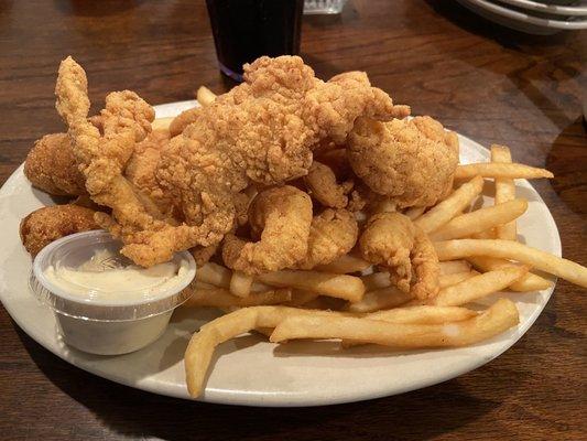 Fried catfish and shrimp combination