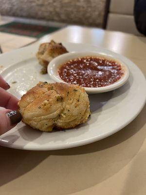 Trying to give some perspective to show the size of these huge garlic knots!