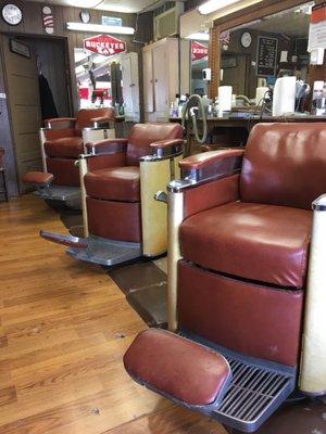 Vintage barber chairs.