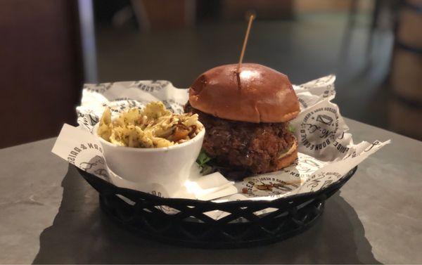 Cajun Chicken Sandwich, with pasta salad