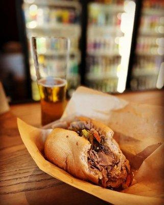 Authentic Italian Beef sandwich The Whale Brewery