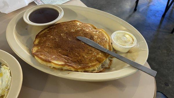 Pancakes are really good and huge.