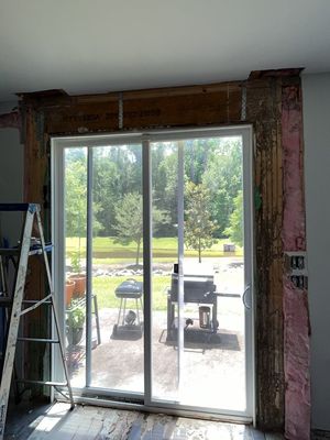 Before- Termite damage around sliding door