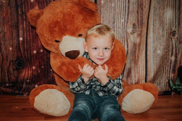 3 year old with teddy