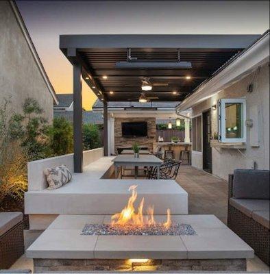 Pergola with a fire pit