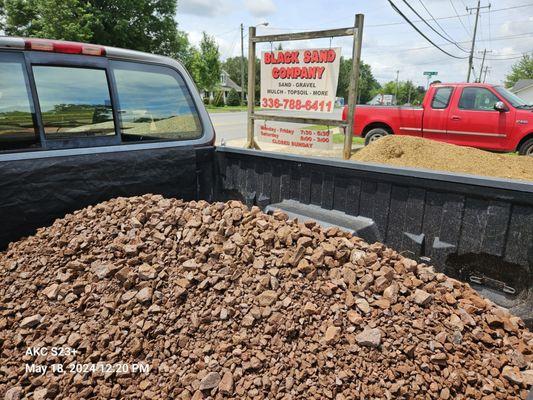 Another load. This time RED BRICK CHIP Gravel. Loyal.customer, earned much business, contact info.