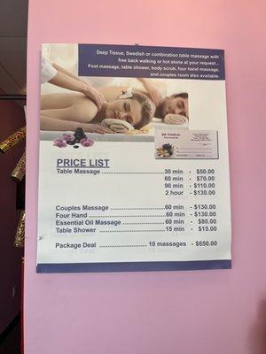 Price list