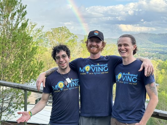 Post move photo on the beautiful balcony of a home in East Asheville