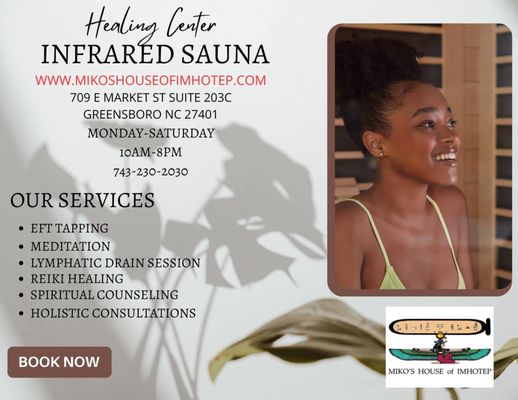 #infraredsauna #downtowngreensboro #holistic #meditation #yoga #efttapping #kemetic