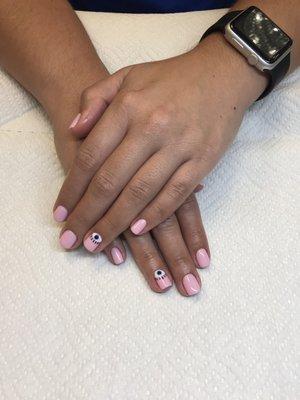 Evil eye nail art done with OPI "it's a girl" pink!