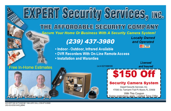 Expert Security Services Coupon for $150 off of a camera system!