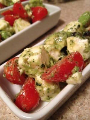 Feta and veggie salad with a truffle basil vinaigrette.