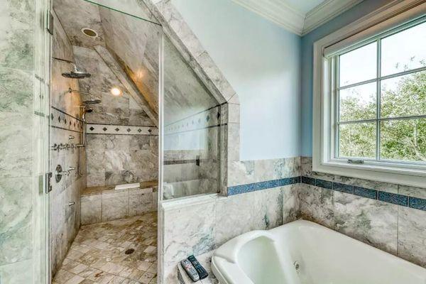 7. Custom bathroom showers with tile patterns