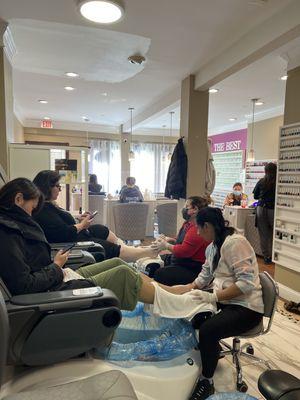 Pedi area. Brand new massage chairs.