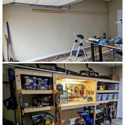 Garage workbench storage