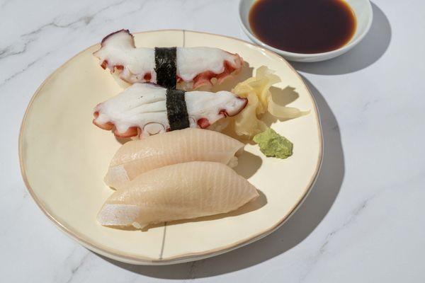 Sushi - Octopus (Tako) and Yellowtail (Buri or Hamachi)